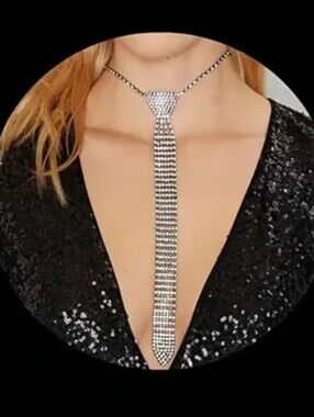 Silver Crystal Tie Necklace - Women Jewelry